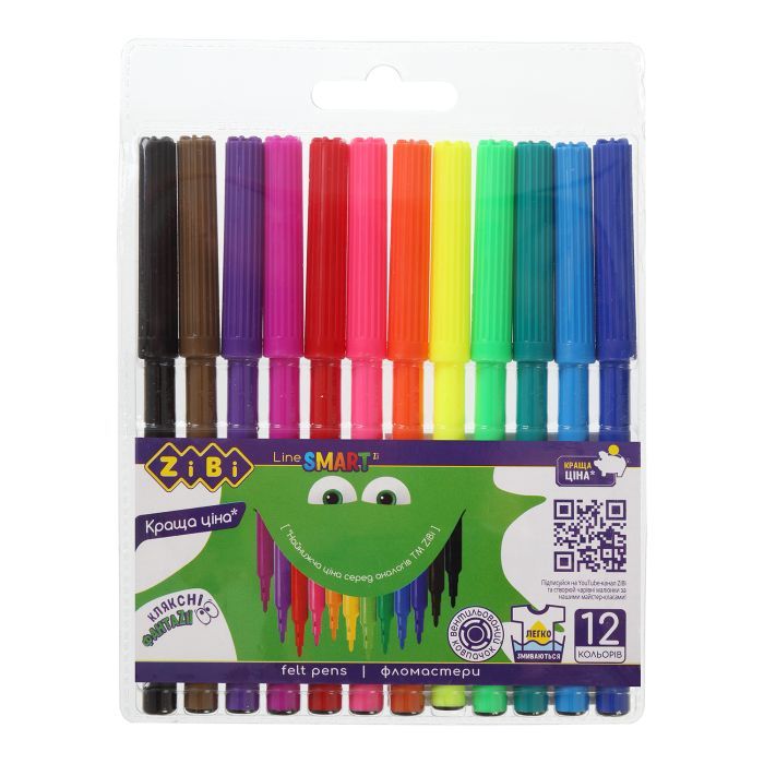 Фломастеры ZiBi SMART Line 12 цветов Фото