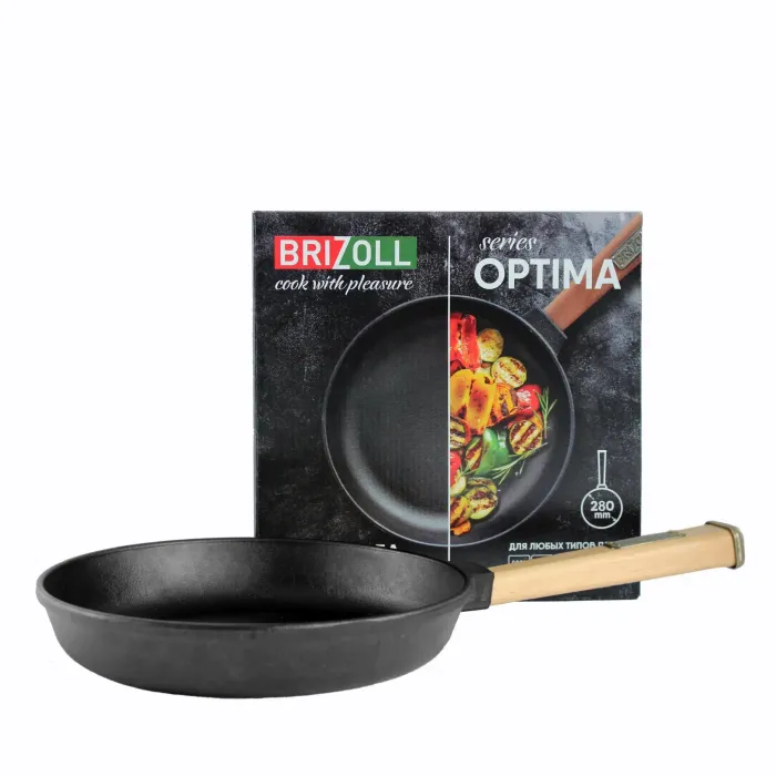 Сковорода Brizoll Optima чавунна з ручкою 280х40 мм Фото 1