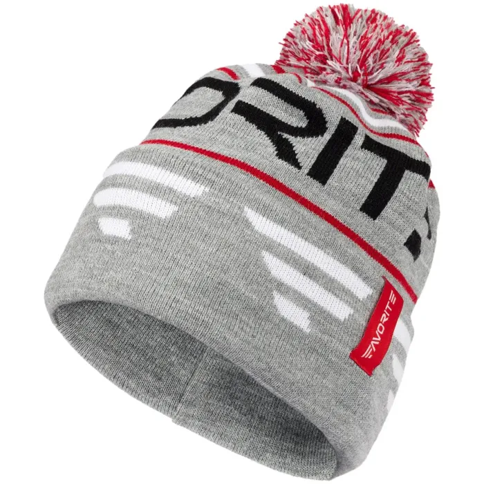 Шапка Favorite Pompon Hat 56 Gray Black Logo Фото