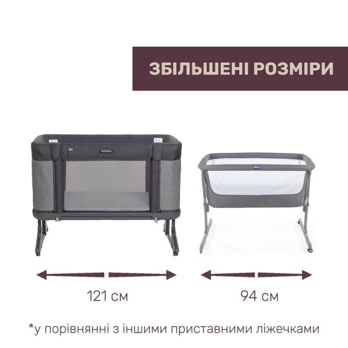 Кроватка Chicco Next2Me Forever 3 в 1 темно-сірий Фото 3