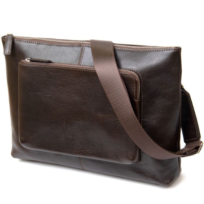Сумка Grande Pelle Кожаная мужская Коричневая Фото