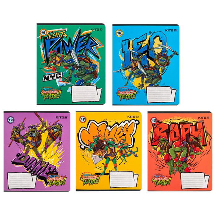 Тетрадь Kite Ninja Turtles, 18 аркушів, клітинка Фото