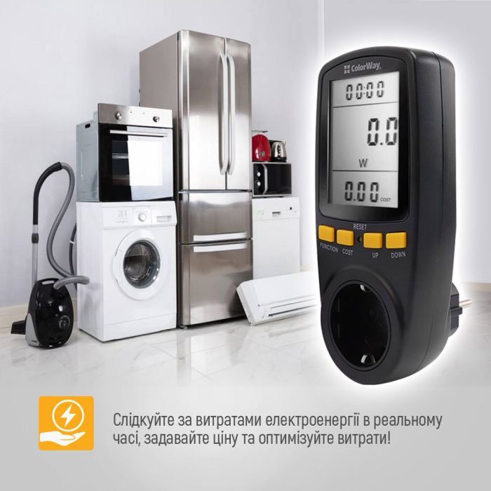Ваттметр ColorWay цифровий 16A/3680W, black Фото 9