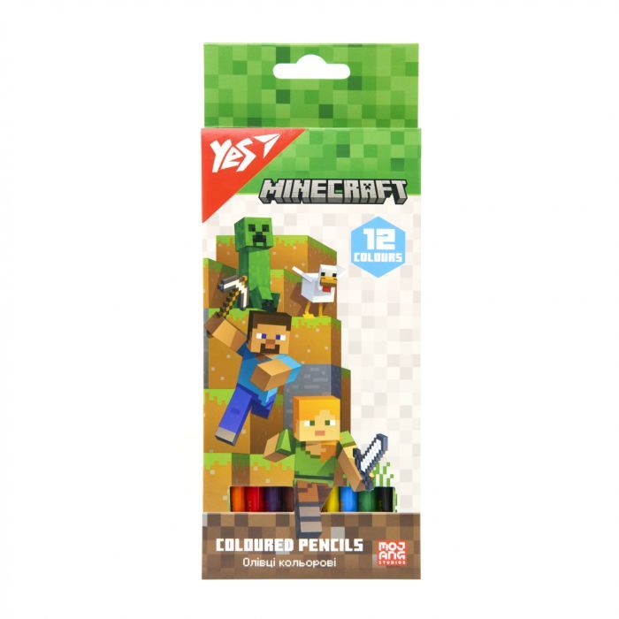 Карандаши цветные Yes Minecraft 12 кольорів Фото