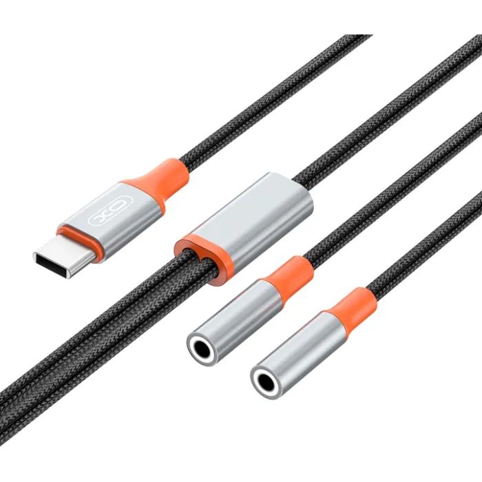 Переходник XO USB-C to 2x3.5mm F 1.0m NB-R269B black Фото
