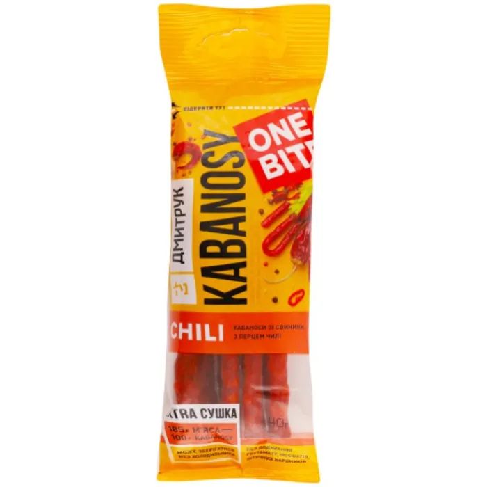 Мясные снеки Дмитрук Кабаносы One Bite Chili 40 г Фото