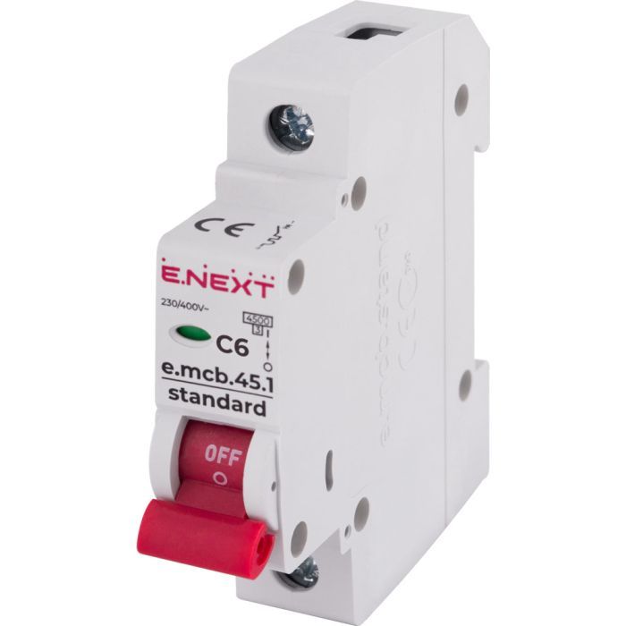 Автоматический выключатель E.NEXT 1-п e.mcb.stand. 6А C ( 4,5кА) Фото