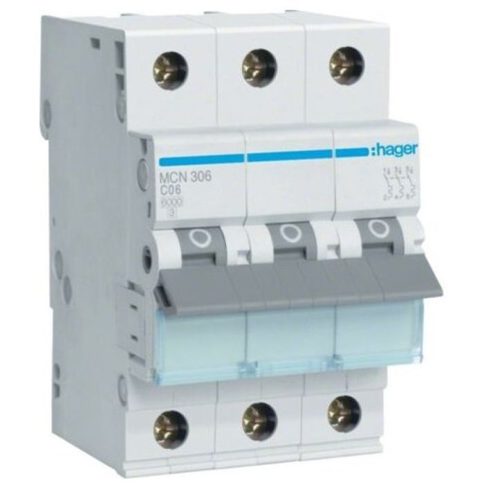 Автоматический выключатель Hager 3-п. C 6A (6kA) 3M (B) Фото