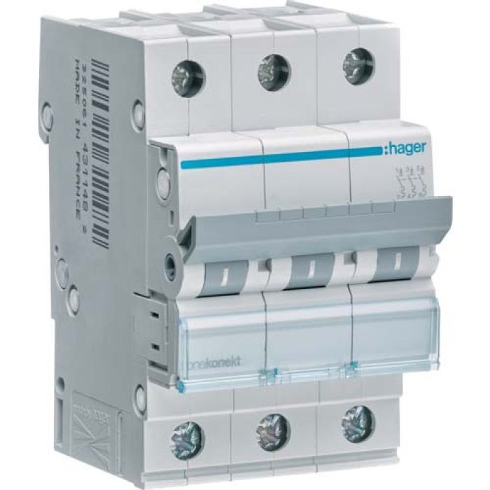 Автоматический выключатель Hager 3-п. C 25A (6kA) 3M (A) Фото