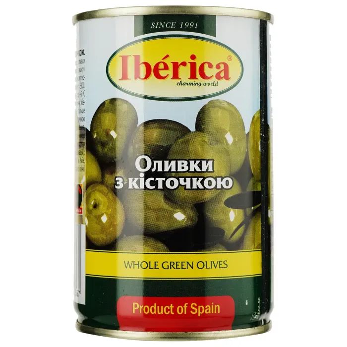 Овощная консервация Iberica Оливки зеленые с косточкой 300 г Фото