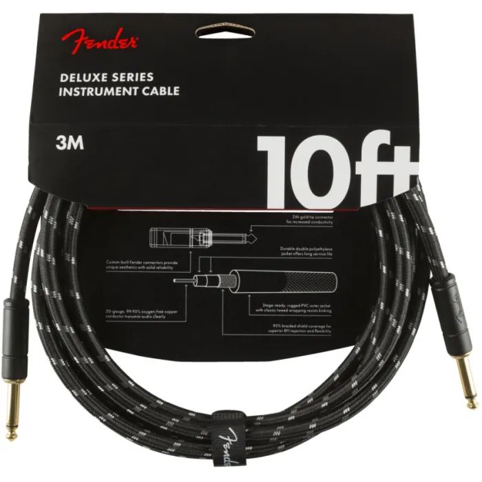 Инструментальный кабель Fender Cable Deluxe Series 10' Black Tweed Фото