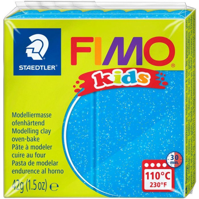 Пластика Fimo kids, Блакитна з блискітками, 42г Фото