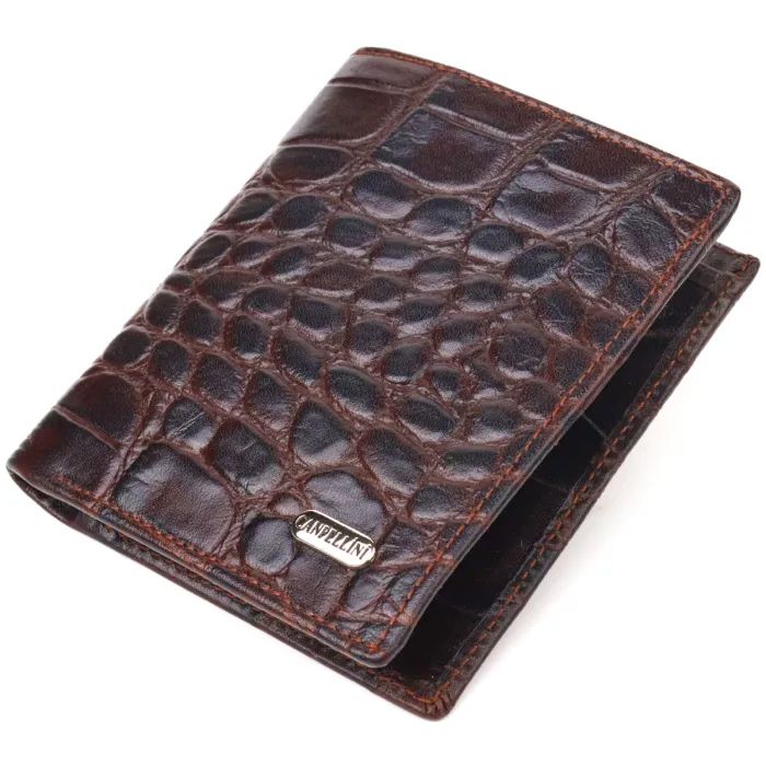 Портмоне Canpellini Из натуральной кожи Коричневое Фото