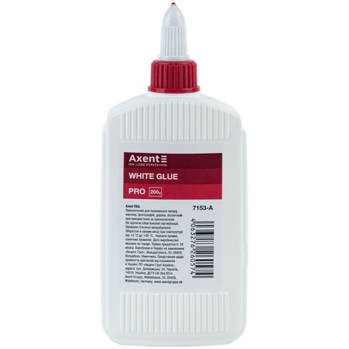 Клей Axent ПВА PRO, колпачок-дозатор, 200 мл Фото