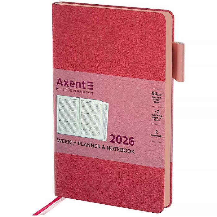 Еженедельник Axent датированный 2026 Partner Soft Muse 125х195, розов Фото
