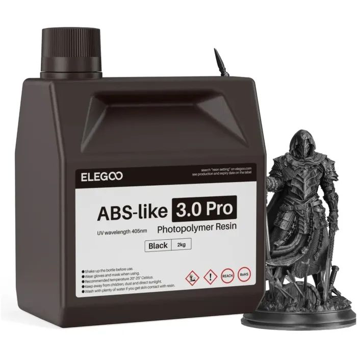 Фотополимерная смола ELEGOO Resin, ABS-like 3.0 pro 2кг, black Фото