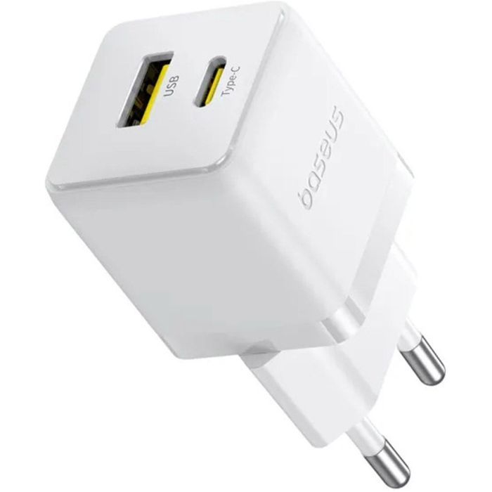 Зарядное устройство Baseus 1xUSB-C 30W + 1xUSB white Фото