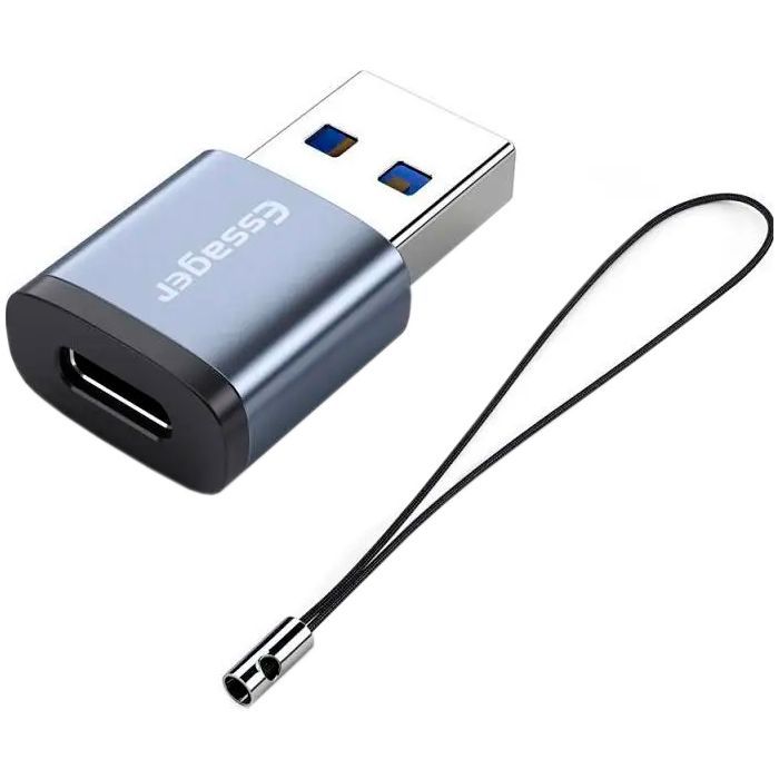 Переходник Essager USB 3.0 AM to USB-C F gray Фото
