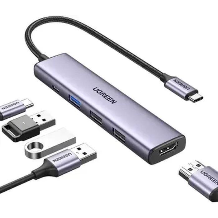 Концентратор Ugreen USB-C 3-in-1 HDMI 4K + USB 3.0 + PD 100W Фото