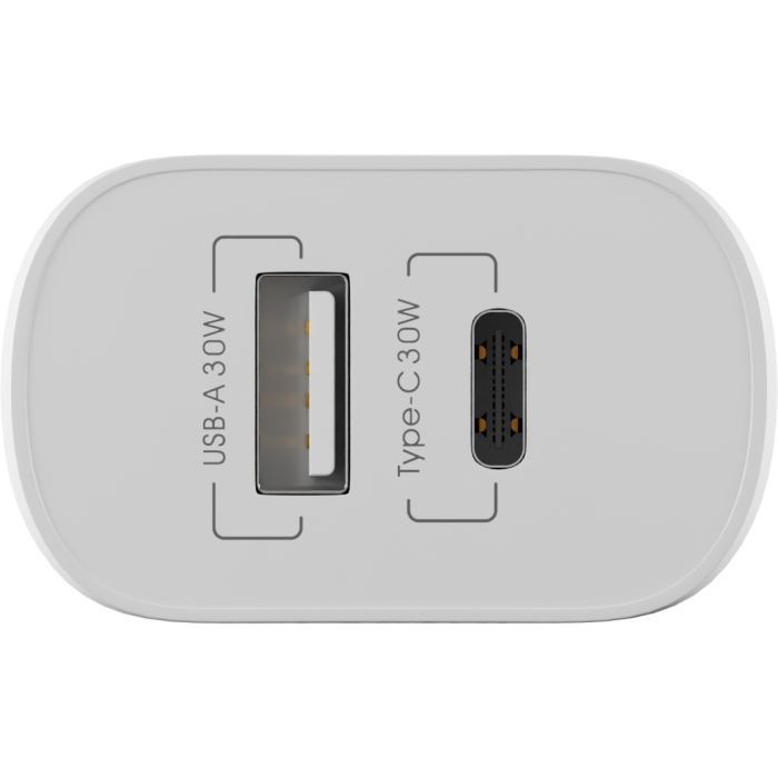 Зарядное устройство Globex 1xUSB + 1xUSB-C 30W FastPower white Фото