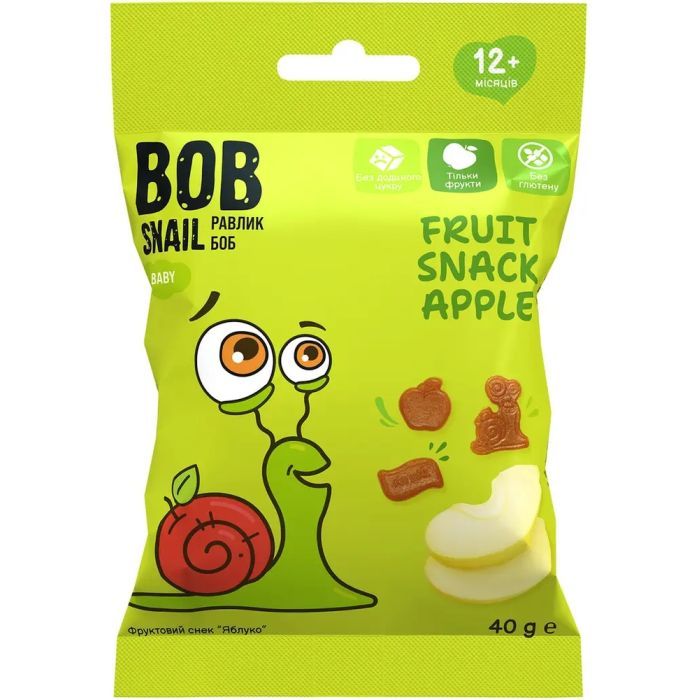 Детские снеки Bob Snail фруктові яблуко 40 г Фото