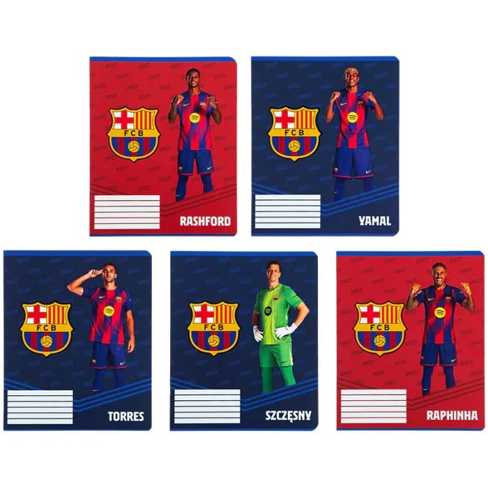 Тетрадь Kite FC Barcelona, 12 аркушів, клітинка Фото