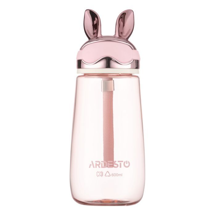 Бутылка для воды Ardesto Bunny 600мл, пластик, рожевий Фото