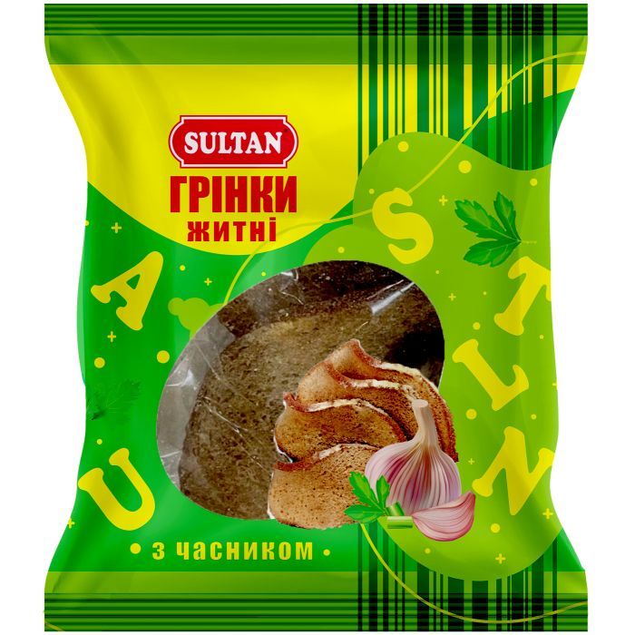 Сухарики Sultan житні з часником 80 г Фото
